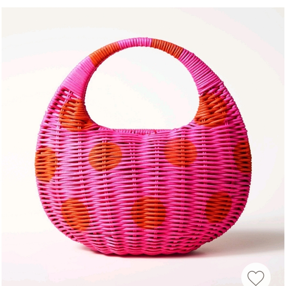 ❌Sold❌ Kate Spade New York x Target Polka Dot Wicker Crescent Bag Pink/Red NWT